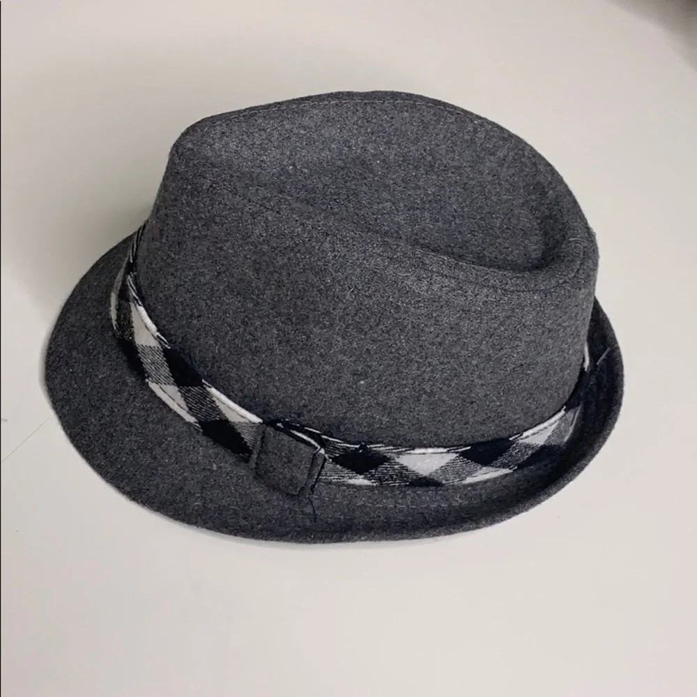 Rising Star grey felt plaid band fedora baby gq luxe hat